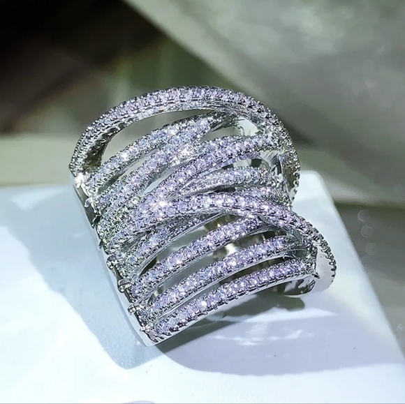 Sterling silver diamond ring - Picture 2 of 4